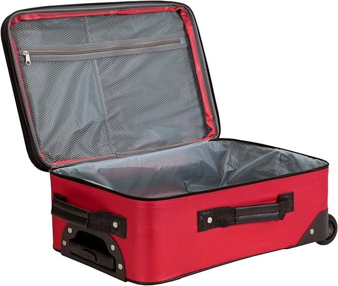 Rockland Fashion Softside Upright Luggage Set,Expandable, Red, 2-Piece (14/19)