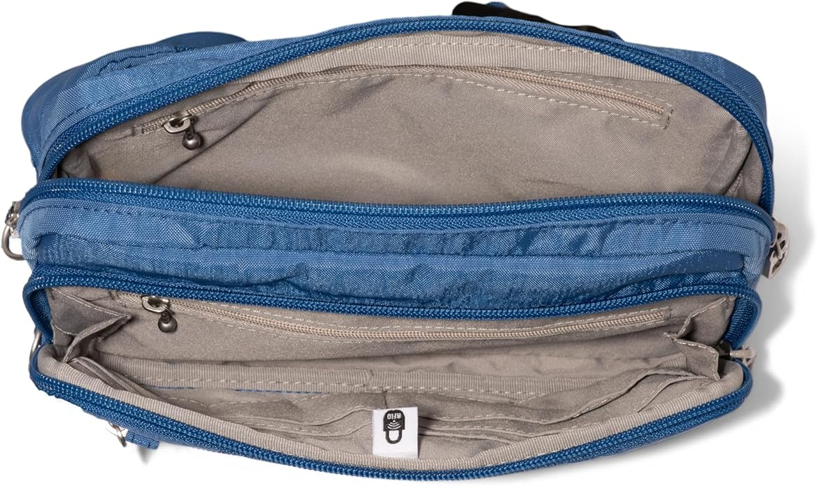 Baggallini Securtex Anti-theft Belt Bag 8.8"x5.5" Crossbody Fanny Pack for Women RFID Wallet Locking Zipper Travel Purse