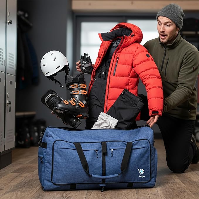 Bago Large Duffle Bag for Travel Women & Men. Durable Lightweight Foldable Travel Duffel Bags For Traveling Women. 100L Duffle Bags for Overnight Bag With Shoe Compartment Collapsible Weekender duffel