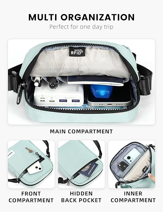 HALOVIE Small RFID Anti Theft Crossbody Bag Lightweight Sling Cross Body Bag Purse for Women Men for Travel Daily