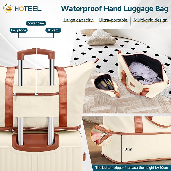 Hoteel Luggage Set 6 Piece, 4-Year Warranty, PC+ABS Suitcases with Wheels Hard Shell Suitcase with TSA Lock, Including Waterproof Luggage Bag, Travel Maletas for Men and Women, Beige(16/20/24/28Inch)