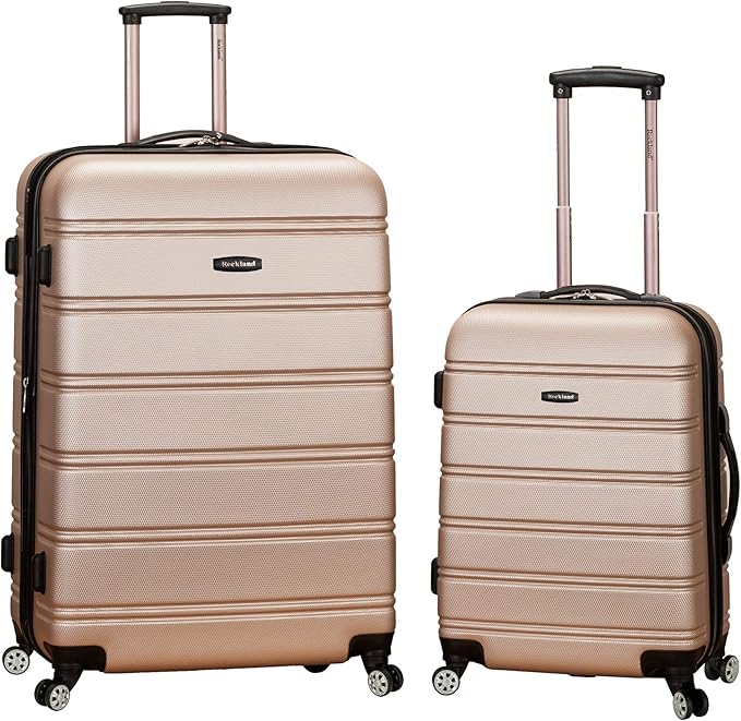 Rockland Melbourne Hardside Expandable Spinner Wheel Luggage, Champagne, 2 Piece (20"/28")