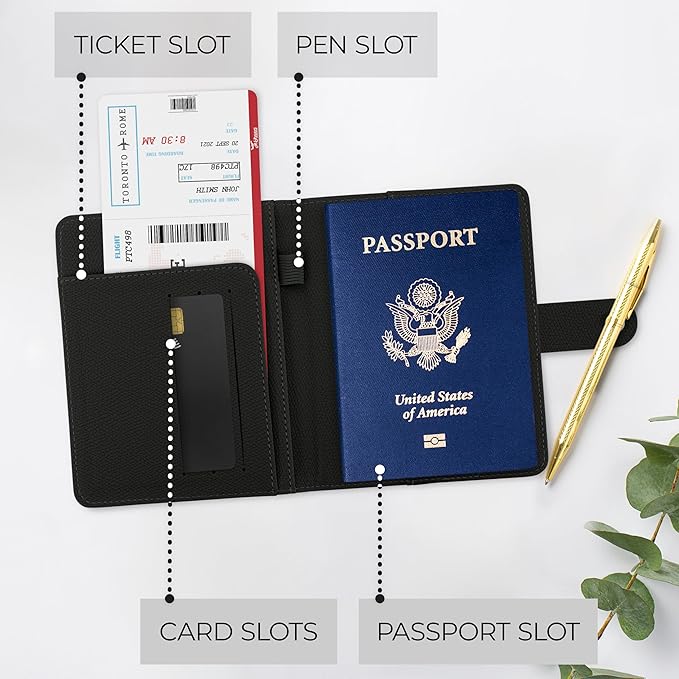 Beautiful Passport Holder for Travel – Cute Cover with Pen Holder to Keep Your Travel Documents Organized & Safe – Quality Passport Wallet for Women & Men and Great for Gifting