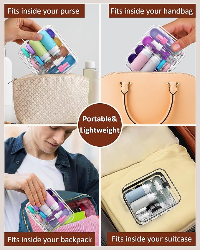 20 Pack Travel Bottles for Toiletries, Original Patented, TSA Approved Travel Size Containers, Leak Proof Silicone Shampoo and Conditioner Bottles Women & Men, Airplane Cruise Essentials, Black
