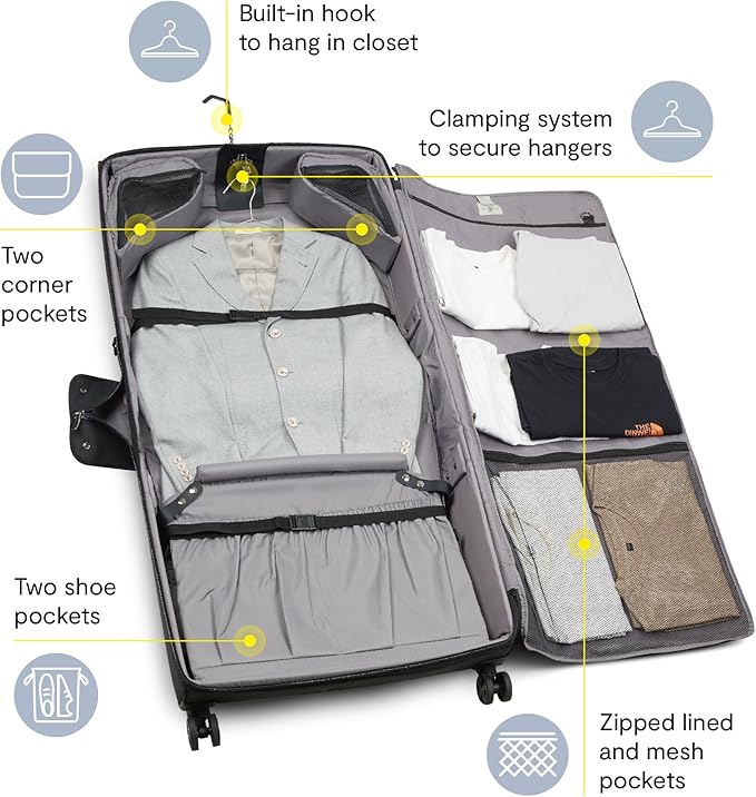 DELSEY PARIS Helium DLX Rolling Garment Bag with Spinner Wheels, Navy Blue
