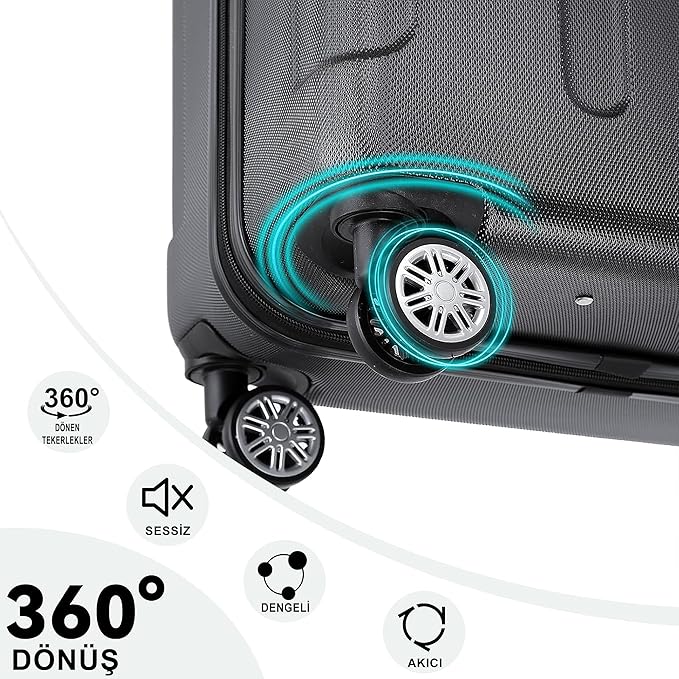 3 Piece ABS Luggage Set – Lightweight Suitcases with Spinner Wheels – 3 Different Sizes – TSA Lock – Hard Shell Travel Luggage for Men & Women
