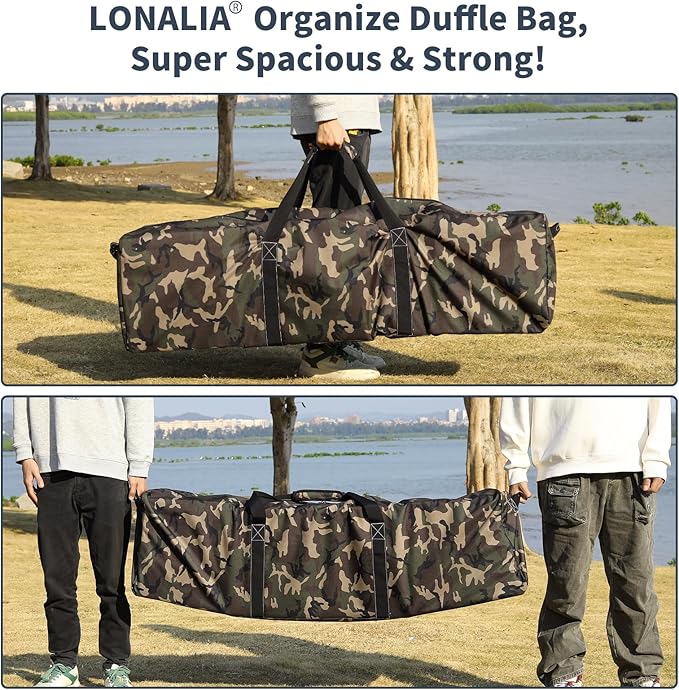 52 Inch Large Duffle Bag for Travel Camping - 180L Extra Large Heavy Duty Duffel Bag, Sport Equipment Storage Bag with 2 Sides Handles-Camo