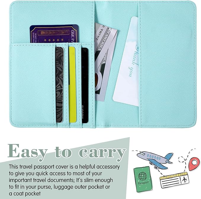 2 Pcs Passport Cover Holder for Travel Waterproof Leather Passport Wallet Case Book Travel Cruise Essentials for Women Men | 2 Pieces, Bridal, Holder, Waterproof, Holder Covers, Travel Wallet