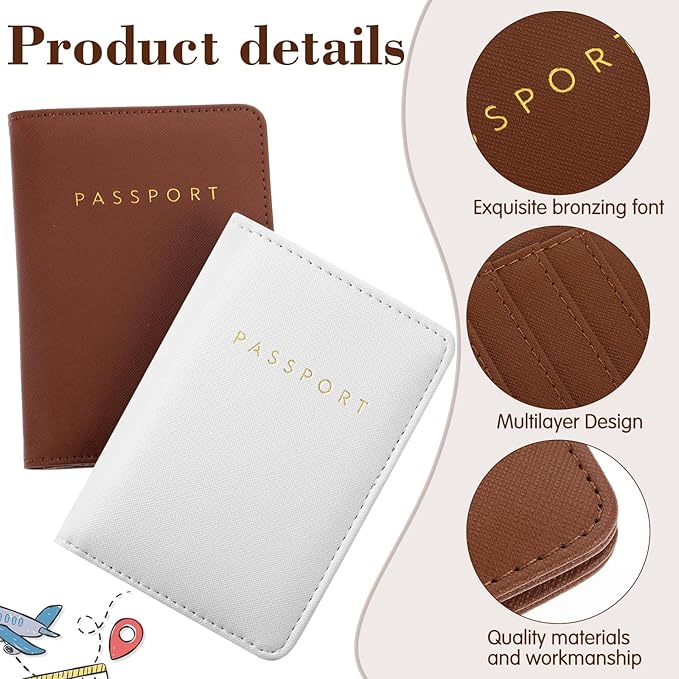 2 Pcs Passport Cover Holder for Travel Waterproof Leather Passport Wallet Case Book Travel Cruise Essentials for Women Men | 2 Pieces, Bridal, Holder, Waterproof, Holder Covers, Travel Wallet