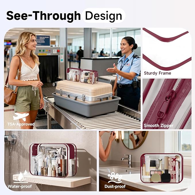 11 Set / 9 Set Packing Cubes for Travel,Gifts for Women Mom Kids,TSA Approved Bags for Makeup, Cosmetic, Toiletry, Organizers for Suitcase Carry On,Cruise Essentials Airplane Accessories,Burgundy