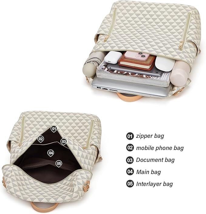 Makes Backpack Purse for Women PU Leather Travel Satchel Handbag Convertible Design Bag with Purse 2 Piece