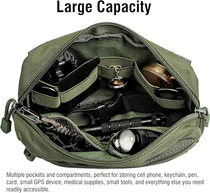 Tactical Molle Pouch, Multi-Purpose EDC Admin Pouch Utility Gadget Gear Backpack Military Waist Bag for Outdoor, Hunting, Traveling, Hiking