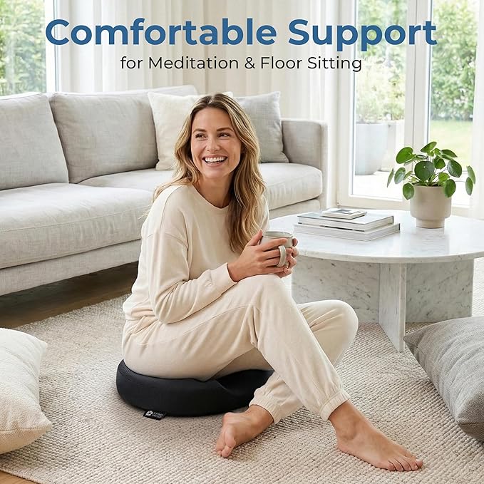 5 STARS UNITED Donut Pillow Hemorrhoid Tailbone Cushion – Large Floor Cushion for Pain Relief – Coccyx, Prostate, Sciatica, Pelvic Floor, Pressure Sores, Pregnancy, Postpartum Recovery, Blue