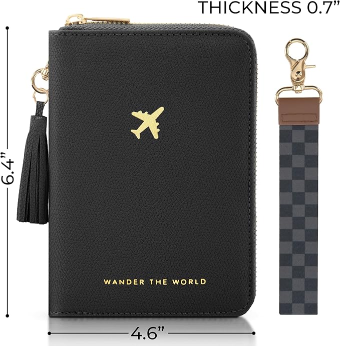 Beautiful Passport Holder for Travel with Wristlet Strap - All-in-One Wallet for Women with Card Slots and Tassel Keychain - Perfect Case to Keep Your Travel Documents Organized & Safe