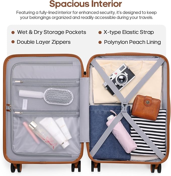 UKEIN Luggage Set with Backpack,Polycarbonate Carry On Luggage Airline Approved with Spinner Wheels, Hardshell Travel Suitcase with TSA Lock,Suitcase Set 3 Piece