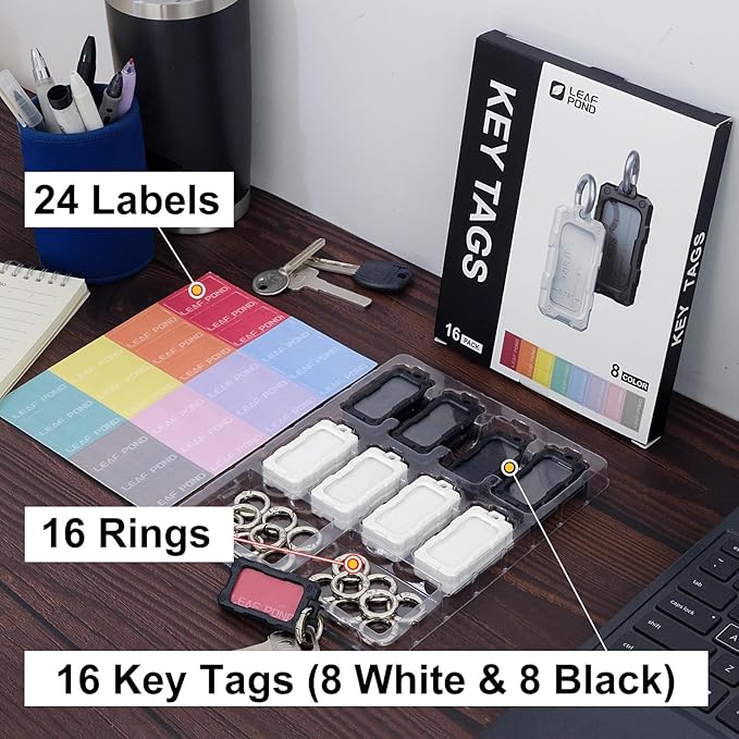 16 Pcs Solid Plastic Key Tags with O Rings, Custom Bulk Keychain Blank Identifier. ID Name Label in Acrylic Cover. Small Cruise Luggage Marker. Gym Bag Accessories. Birthday Party Favor Gift