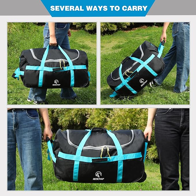 REDCAMP 85L/120L/140L Foldable Duffle Bag with Wheels, Large Travel Duffel Bag
