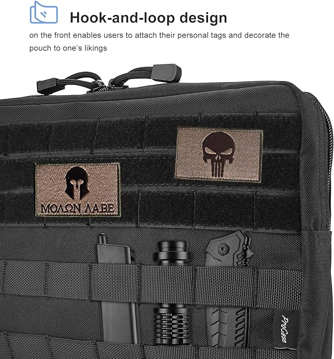 ProCase Tactical Admin Molle Pouch, Military MOLLE Pouch Horizontal Multi-Purpose Utility Gadget Gear Tool Bag for Magazine, Flashlight, Map and Other Small Tools for Outdoor Activities -Black