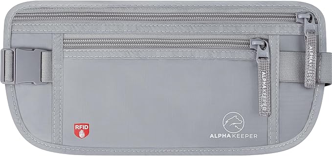 Alpha Keeper Money Belt for Travel Hidden Under Clothes – RFID Blocking Passport Holder & Slim Waist Wallet Pouch for Women & Men, Anti-Theft Travel Accessories