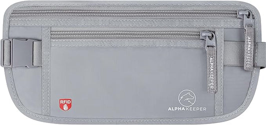 Alpha Keeper Money Belt for Travel Hidden Under Clothes – RFID Blocking Passport Holder & Slim Waist Wallet Pouch for Women & Men, Anti-Theft Travel Accessories