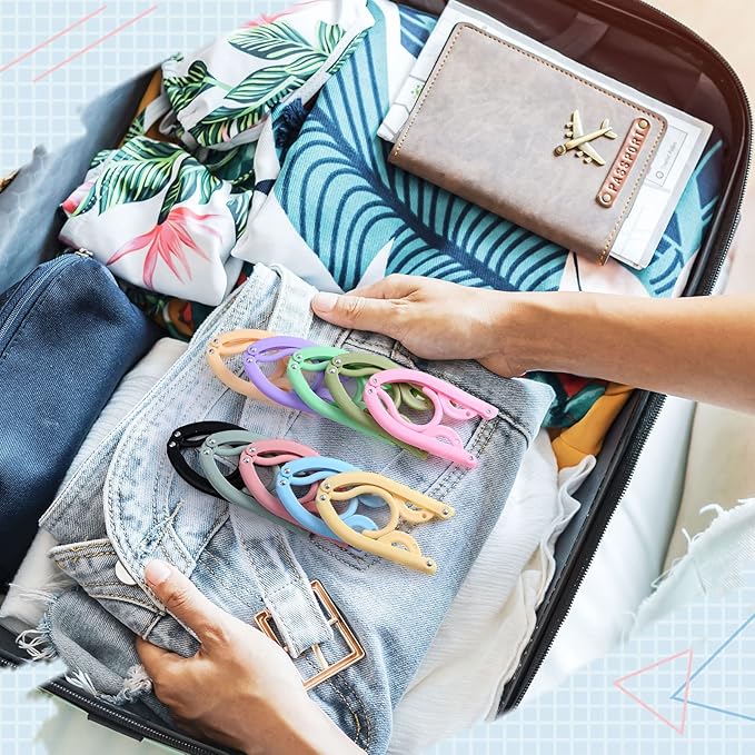 Sieral 40 Pcs Foldable Travel Hangers Plastic Portable Folding Clothes Hangers Cruise Ship Essentials for Travel Cruises Suitcase Dormitory School Hotel Women Laundry Coat Bag Drying(Multicolor)