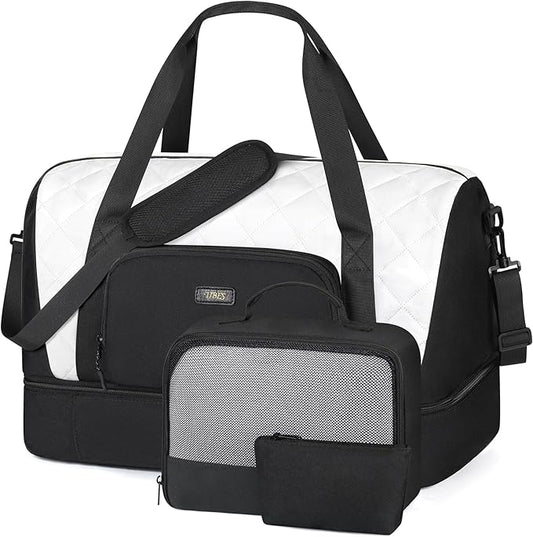 Travel Weekender Bag for Women, 21" Overnight Bag with Shoe Compartment 50L Large Travel Duffel Bag Carry On Tote for Weekend, Overnight, Business Trips, Water Resistant