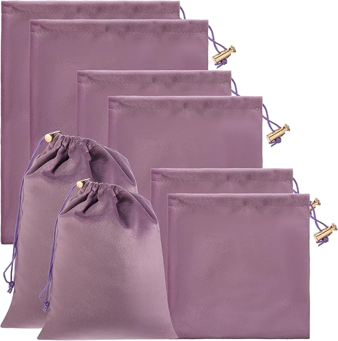 Toy Storage Bags, 6 Pcs Quality Liss Velvet Drawstring Pouch Adjustable Microfiber Toy Organizer Bags Gift Bag Foldable Ditty Bag for Women Men Toys Underwear Sunglasses Cosmetic(Purple 3 Sizes)