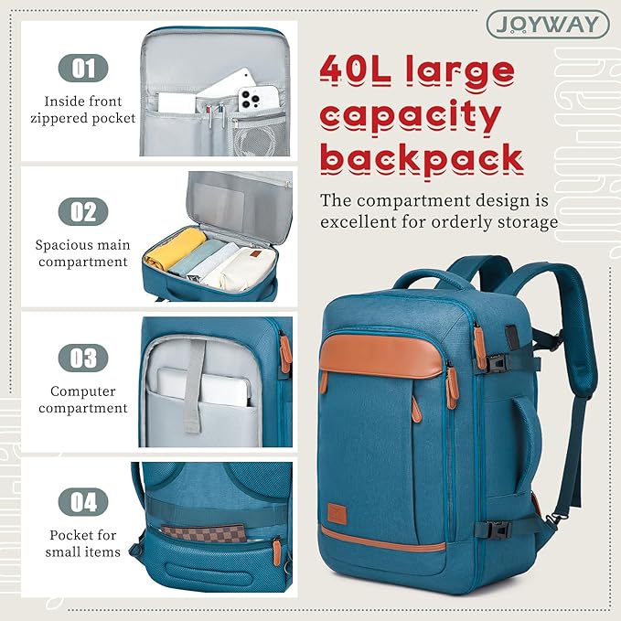 Joyway Expandable Luggage Sets 5 Piece, Lightweight Hard Shell Travel Suitcase Set with Spinner Wheels and TSA Lock (5 piece set，Blue)