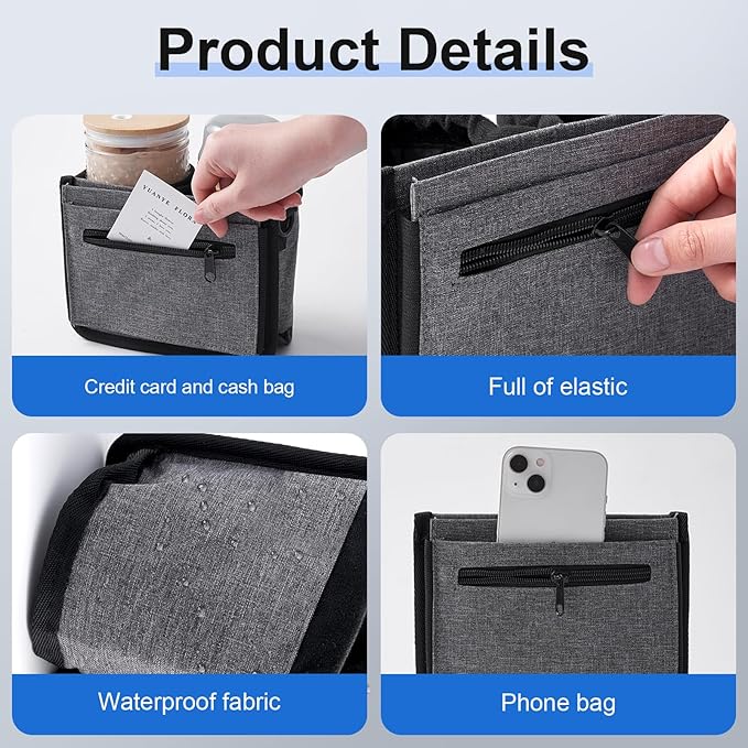 Luggage Cup Holder for Suitcases Free Hands, Travel Accessories, Luggage Cup Caddy Gifts, Beverage Holder, Universal Luggage Accessories for Flight Attendants, Business Travelers (Grey-02)