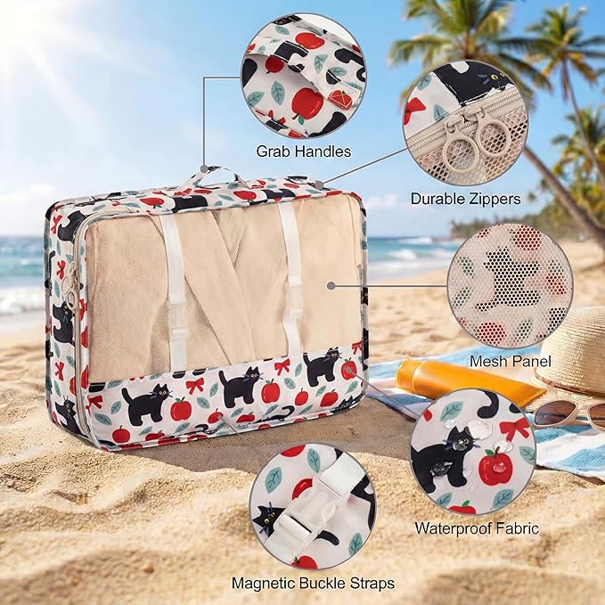 8 Set Packing Cubes for Travel with Clear Toiletry Bag, Durable Luggage Packing Organizers, Carry-On Accessories, TSA Approved See-Through Cubes, Space-Saving Storage Bags, Gifts for Women