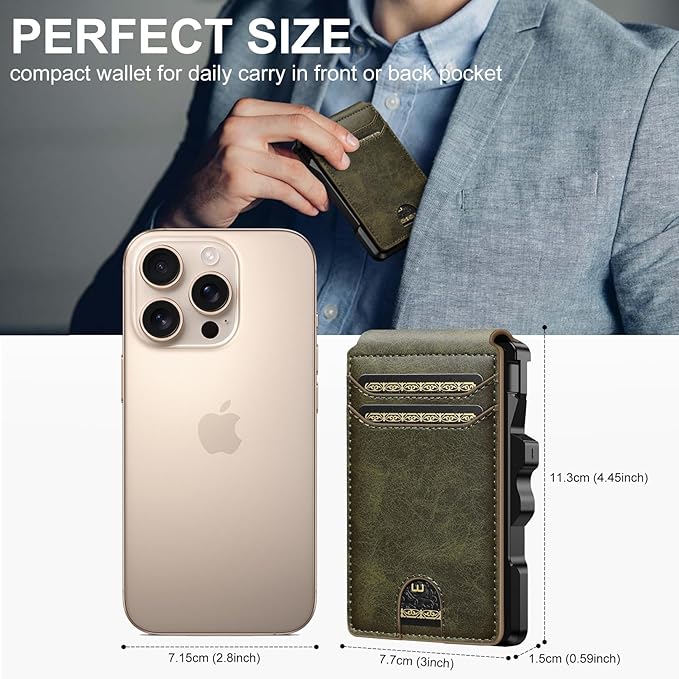 furid Smart Wallet For Men Slim: Rfid Minimalist Pop Up Wallets with Money Clip Metal Credit Card Holder - Gifts for Husband Father at Birthday Anniversary