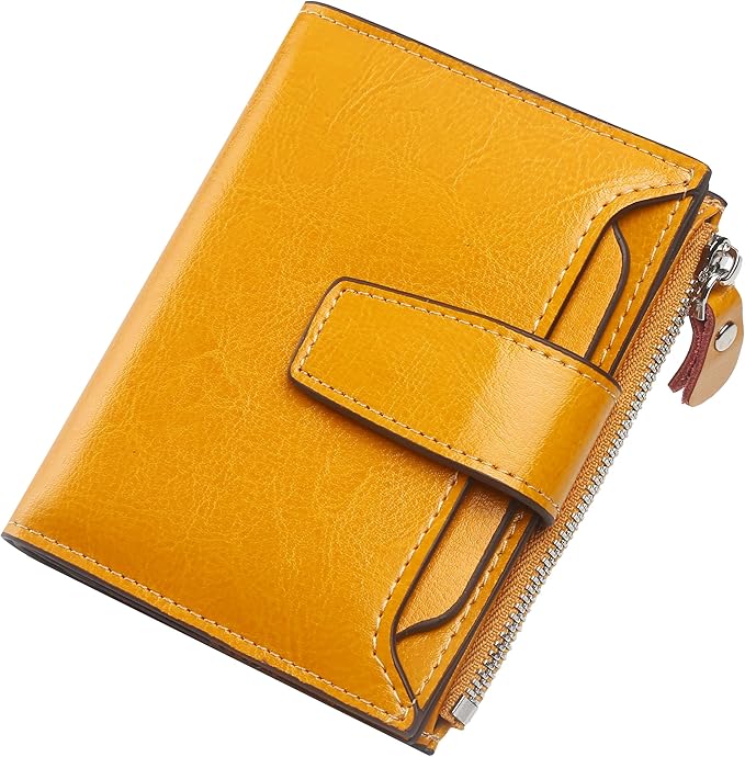 Lavemi Small Compact Women Wallet RFID Blocking Genuine Leather Bifold Purse with ID Windows