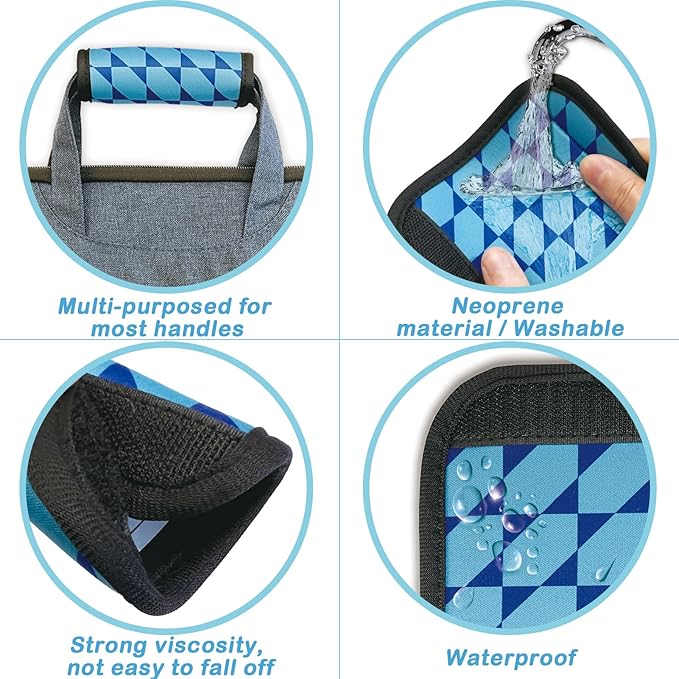 5 Pack Luggage Handle Wrap, Neoprene Suitcase Handle Cover, Bright Color Luggage Identifier for Easy Airport Pickup, Soft Grip Travel Accessories for Cruise Airplane, Blue