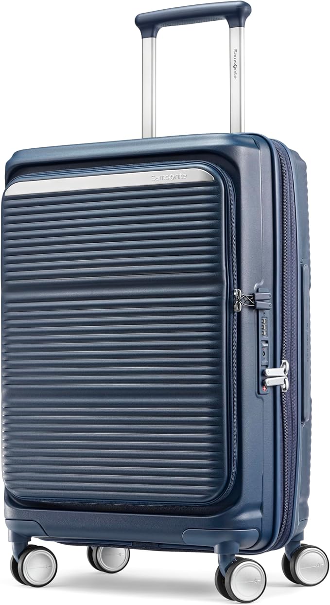 Samsonite Paralux Carry-On Luggage - Innovative Design - Quick Access Front Pocket - Dual Suspension Wheel Technology - TSA Lock - Expandable - Includes Removable Packing Cubes - Midnight Navy