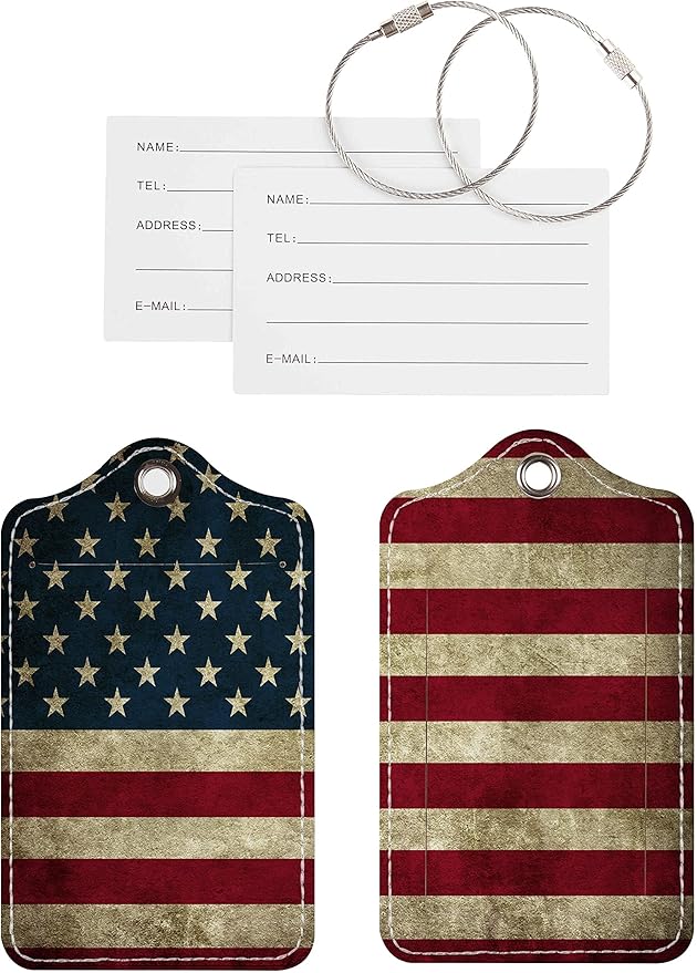 Luggage Tags for Suitcases, 2 Pack Cute PU Leather Suitcase Tag Identifiers TSA Approved with Stainless Steel Loop and Address Card for Baggage Tag for Cruise Airport Travel Essentials by Chelmon