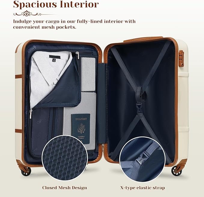 Coolife Luggage Set 3 Piece Suitcase Set Carry On Luggage PC Hardside Luggage TSA Lock Spinner Wheels Telescopic Handle