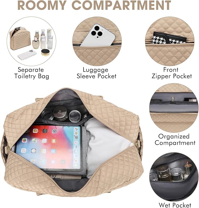 Travel Duffle Bag Weekender for Women - Carry-On Overnight Bag Personal Item Bag with Shoe Compartment & Wet Pocket Large Weekend Tote Bags with Toiletry Bag Hospital Bags for Labor and Delivery