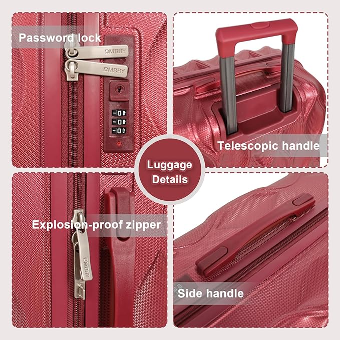 luggage sets 3 piece, 3 piece luggage sets with spinner wheels Hardside Lightweight Luggage 20in 24in 28in. (red)