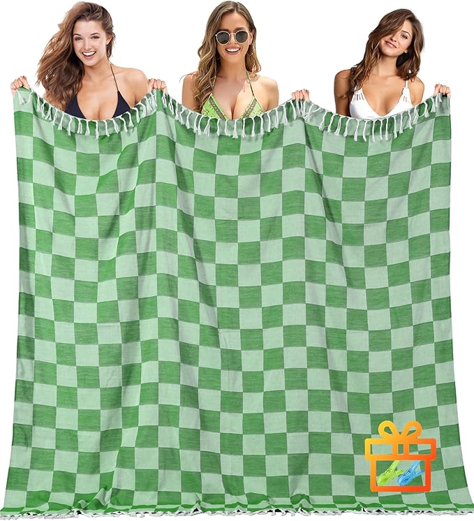 Antfuny Giant Beach Towel Blanket Autumn Outing Stuff for Women & Men Road Trip Camping Gear Ship Cruise Gear Must Haves Extra Large XXL Teal Plain Pattern Airplane Accessories Travel Gadgets