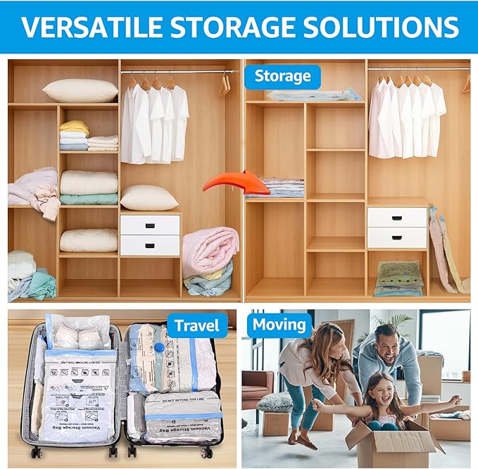 BoxLegend Vacuum Storage Bags with Hand Pump 6 Large 23.6’’x31.5’’ Thickened Vacuum Seal Bags for Clothing Coat Bedding Quilt Blanket Pillow Comforters