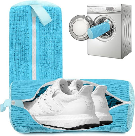 2PCS Shoe Washing Machine Bgs,Laundry Shoe Bags for Washer and Dryer, Reusable and Durable Zipper Sneaker Shoe Washing Bag, Tennis Shoe Cleaning Bag for All Shoe Types (Blue)
