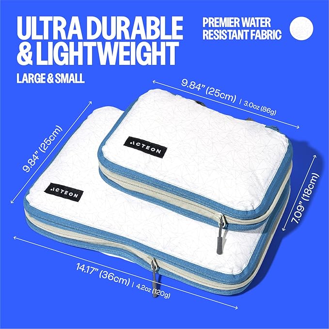 Acteon Compression Packing Cubes - 2 Pack Clean Dirty Separate Zipper - Lightweight Travel Packing Cubes for Luggage - Suitcase Organizer Travel Cubes - Large Small Laundry for Clothes Shoes Makeup