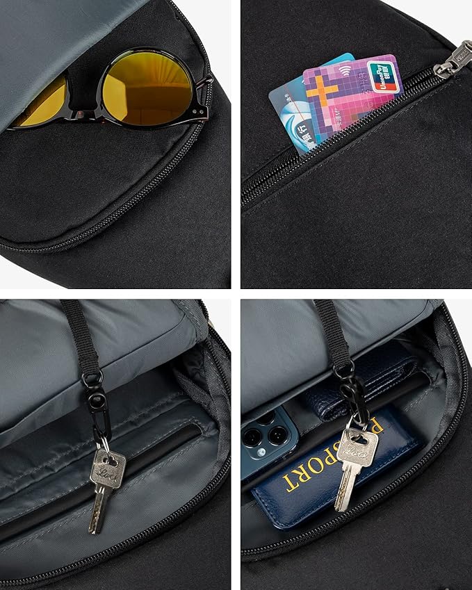 WATERFLY Medium Crossbody Sling Backpack Anti Theft Backpack for Traveling Chest Shoulder Bag