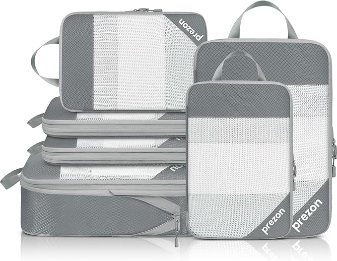 Compression Packing Cubes for Travel, Lightweight Vacation Travel Essentials, Travel Accessories for Suitcase Organizer Bags Set, Durable Luggage Organizer