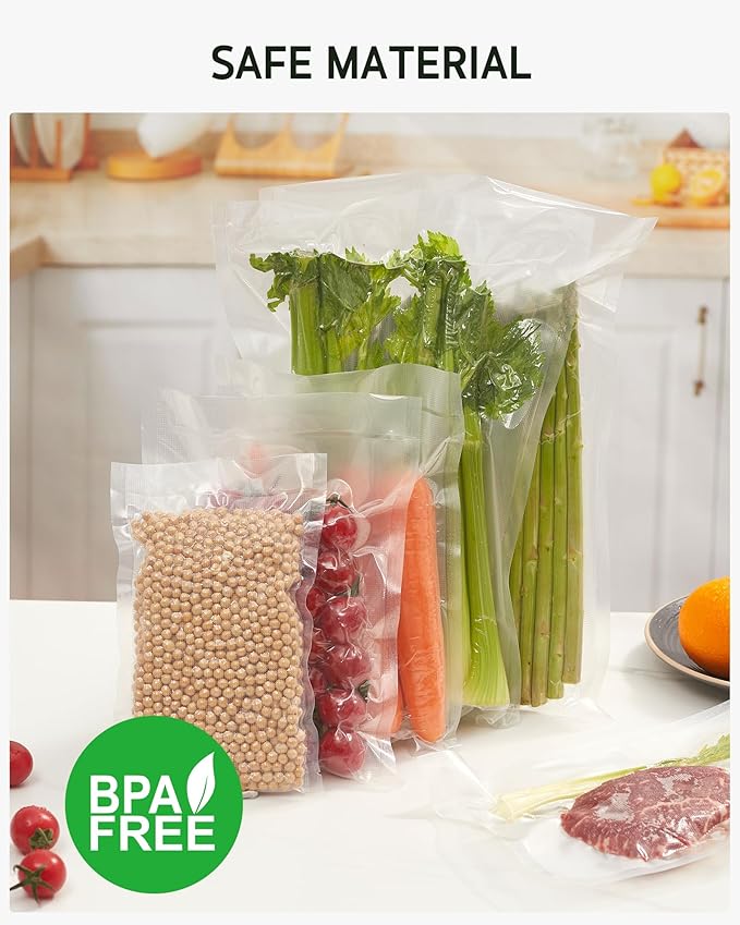 Syntus Vacuum Sealer Bags for Food, 100 Count Pint 6" x 10" Commercial Grade PreCut Bag, BPA Free Food Vac Bags for Storage, Meal Prep or Sous Vide