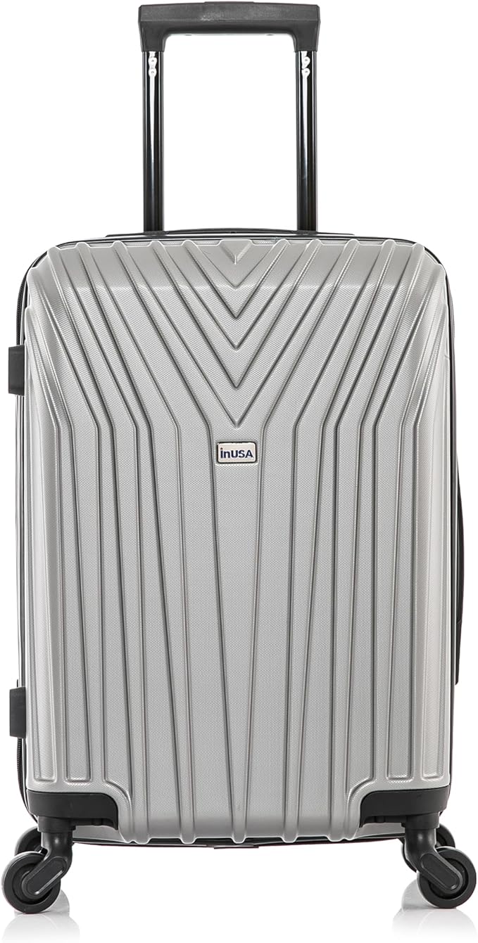 InUSA VASTY Luggage with Spinner Wheels | Durable Lightweight Hardshell Suitcase, Travel Bag with Handle and Trolley, 20-Inch Carry On Small Luggage | Grey