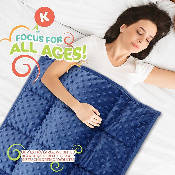 XL Weighted Blanket for Kids 5lb (Blue) 36x48 Inch, Plush Minky Kids Blanket with Travel Bag, Blanket for Ages 4 to 10