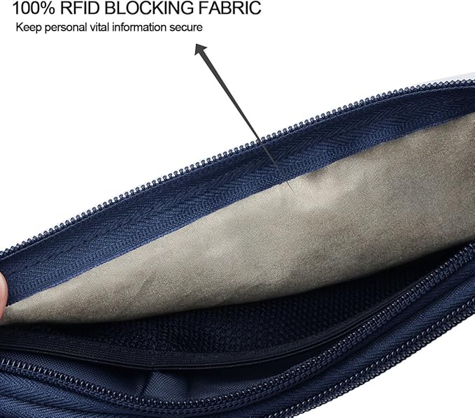 Ryaco Money Belt, Slim Passport Holder RFID Blocking Hidden Wallet Travel Essentials Pouch for Women Men With Adjustable Strap Waist Bag to Protect Cash, Credit Cards and Documents