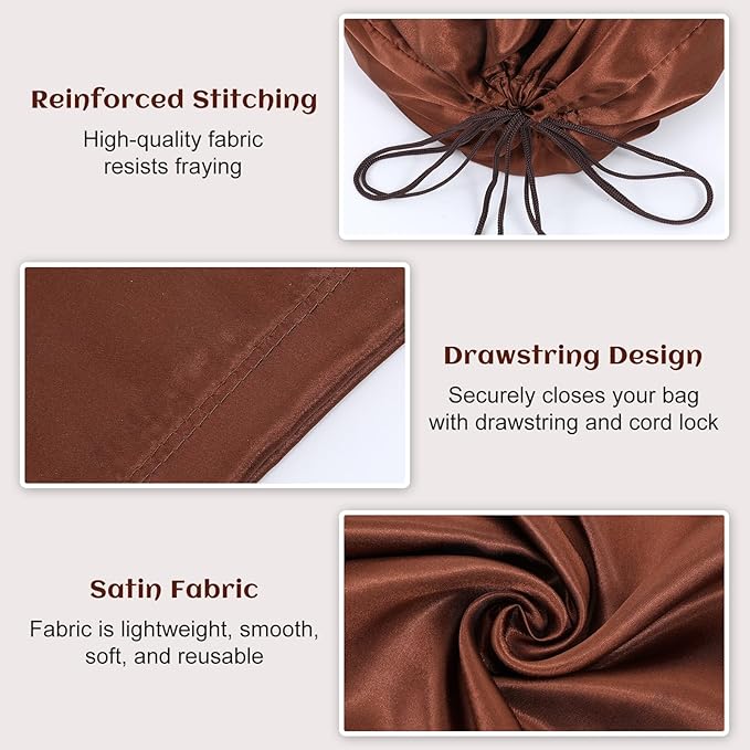 2PCS Dustproof Storage Bags with Drawstring Closure, Brown Dust Bags, Dust Cover Bag, Travel Storage Pouch for Handbags, Purses, Shoes and Boots (23.6x19.7 Inch & 19.7x15.7 Inch)