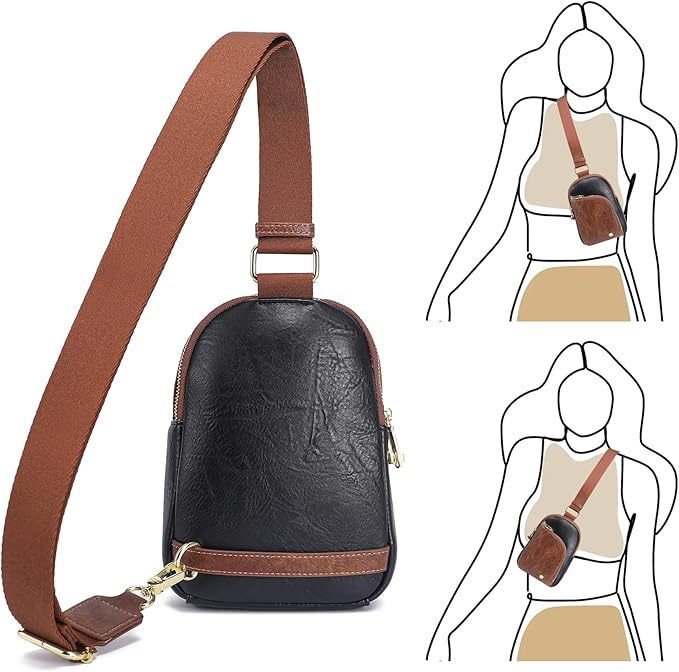 INICAT RFID Blocking Sling Bag, Anti Theft Crossbody Bag for Women, Travel Fanny Pack Style Purse, Vegan Leather